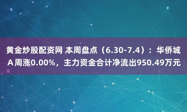 黄金炒股配资网 本周盘点（6.30-7.4）：华侨城Ａ周涨0.00%，主力资金合计净流出950.49万元